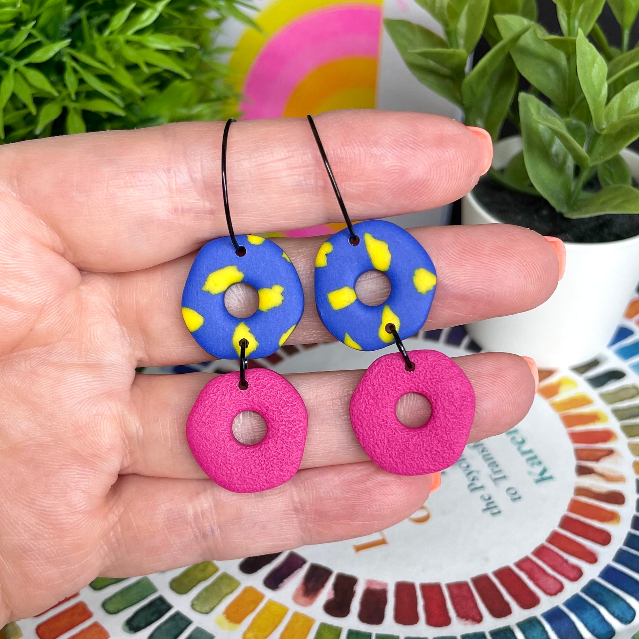 Blue, Yellow & Hot Pink Hoops