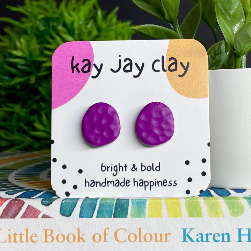 Purple Textured Pebble Studs