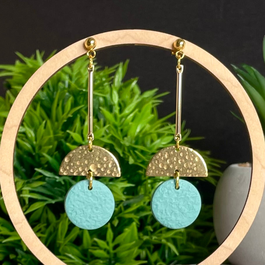 Duck Egg Blue & Gold Long Dangle