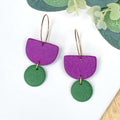 Purple & Olive Green Colour Block Hoops