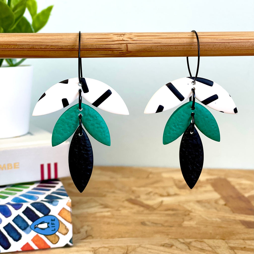 Emerald Green & Monochrome Sprinkles Hoops