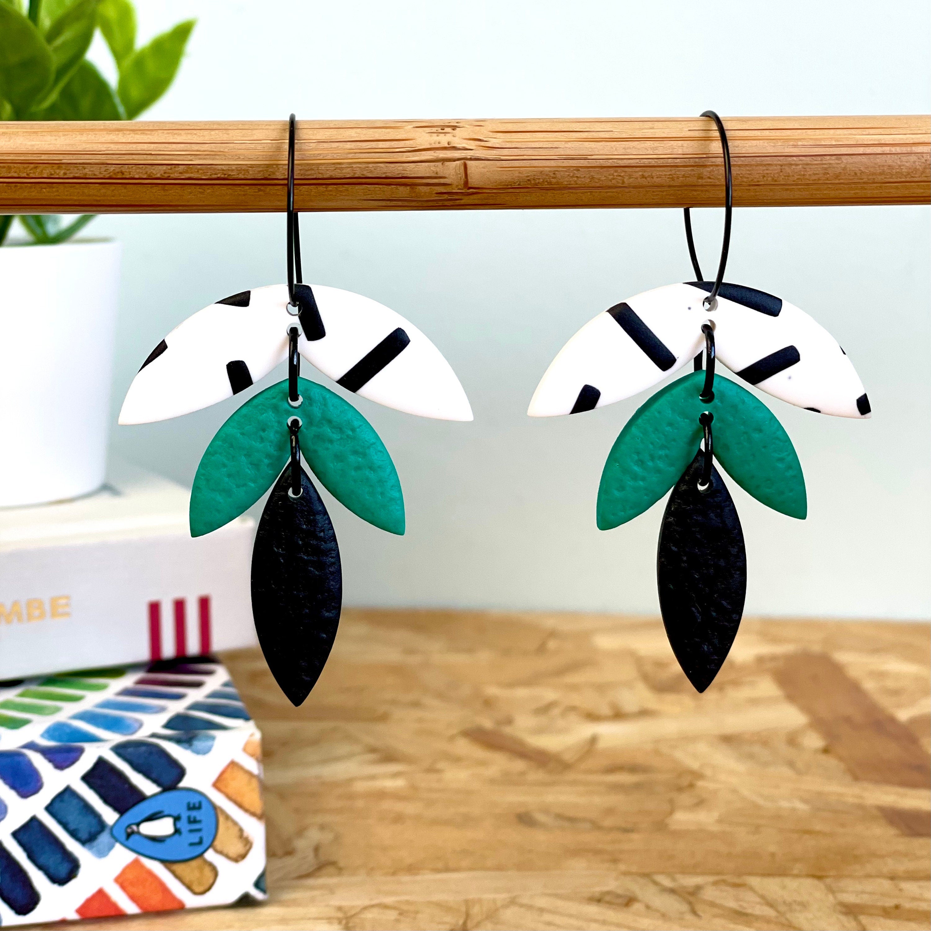 Emerald Green & Monochrome Sprinkles Hoops