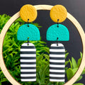 Yellow, Green & Mono Stripe Long Dangles