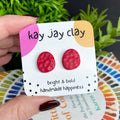 Red Textured Pebble Studs