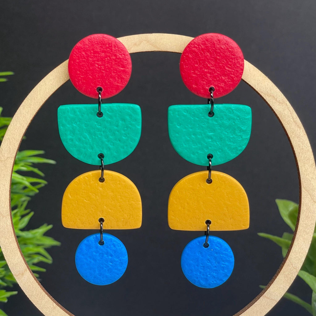 Red, Green, Yellow & Blue Geometric Dangles