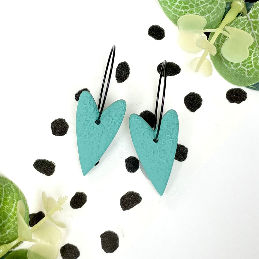 Duck Egg Blue Heart Hoops