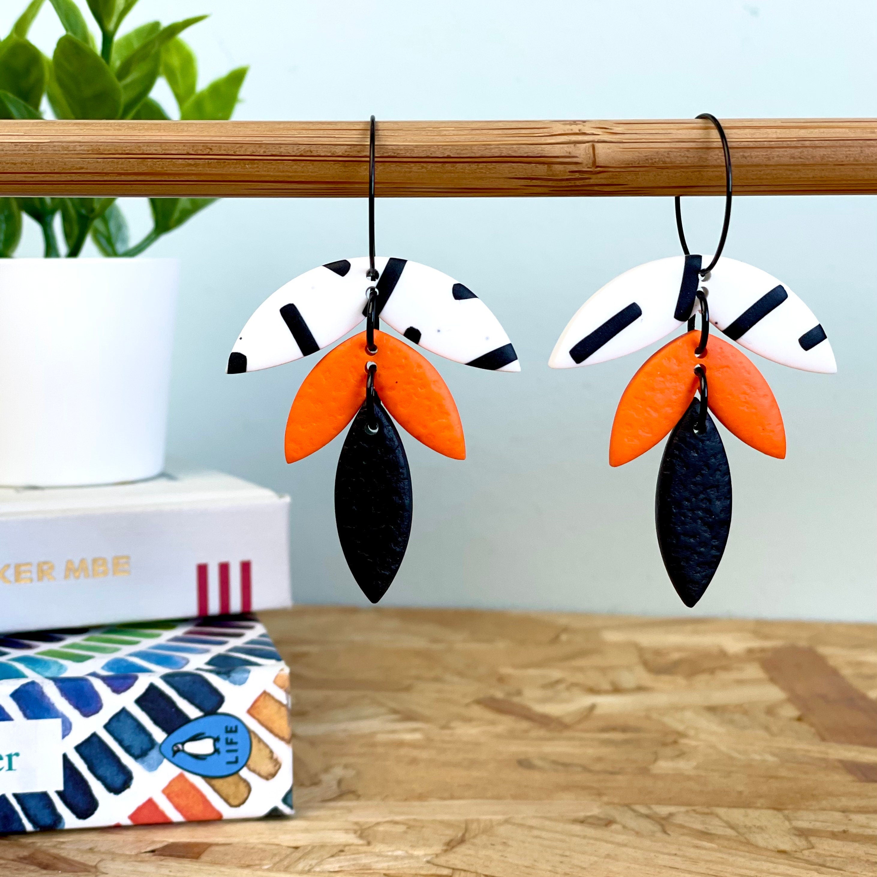 Neon Orange & Monochrome Sprinkles Hoops