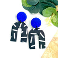 Electric Blue & Monochrome Sprinkle Arch Dangles