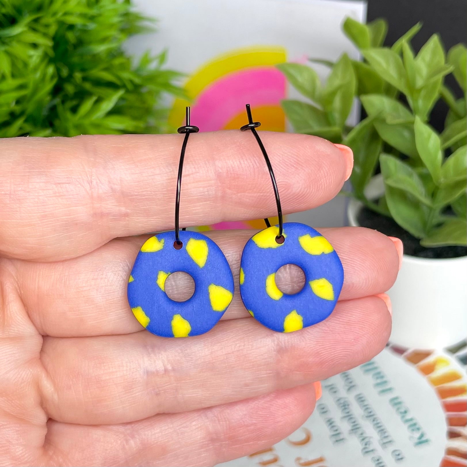 Blue & Yellow Terrazzo Hoops