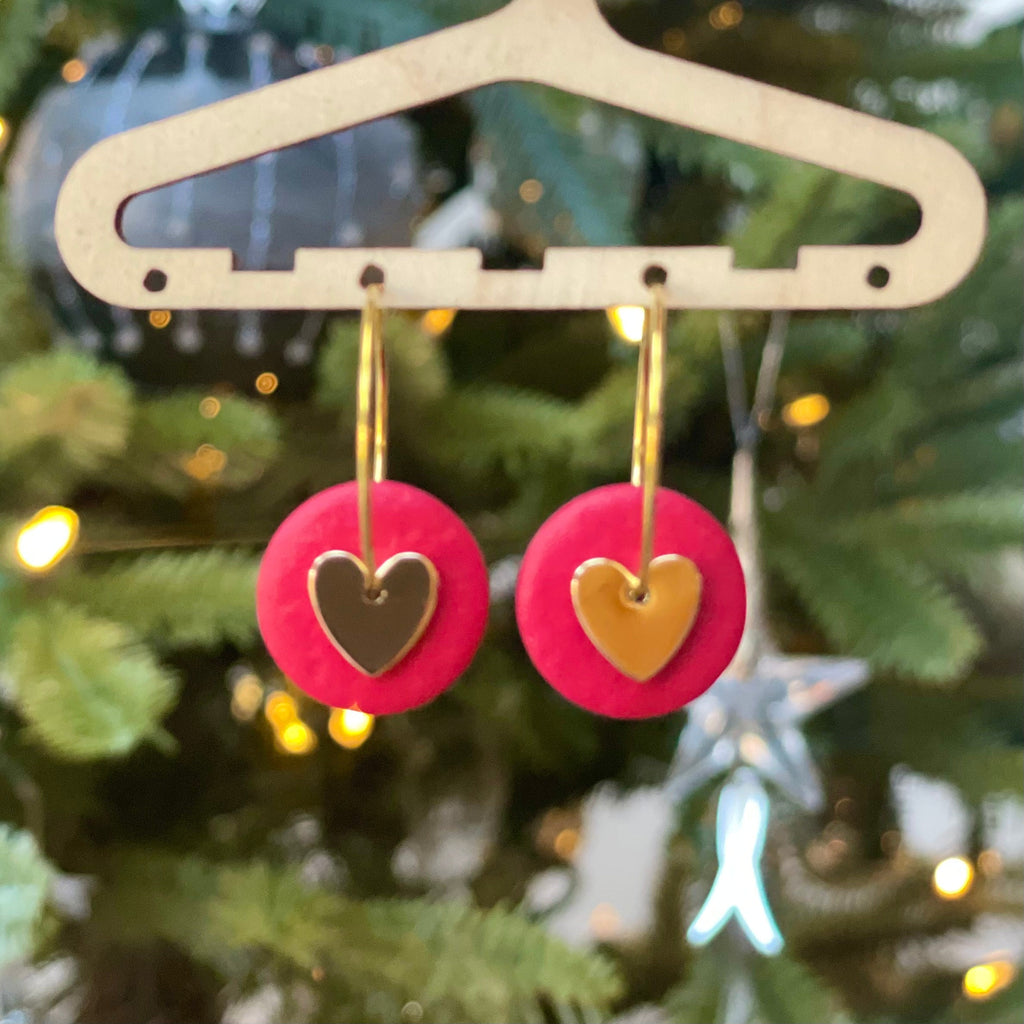 Red & Gold Heart Hoops