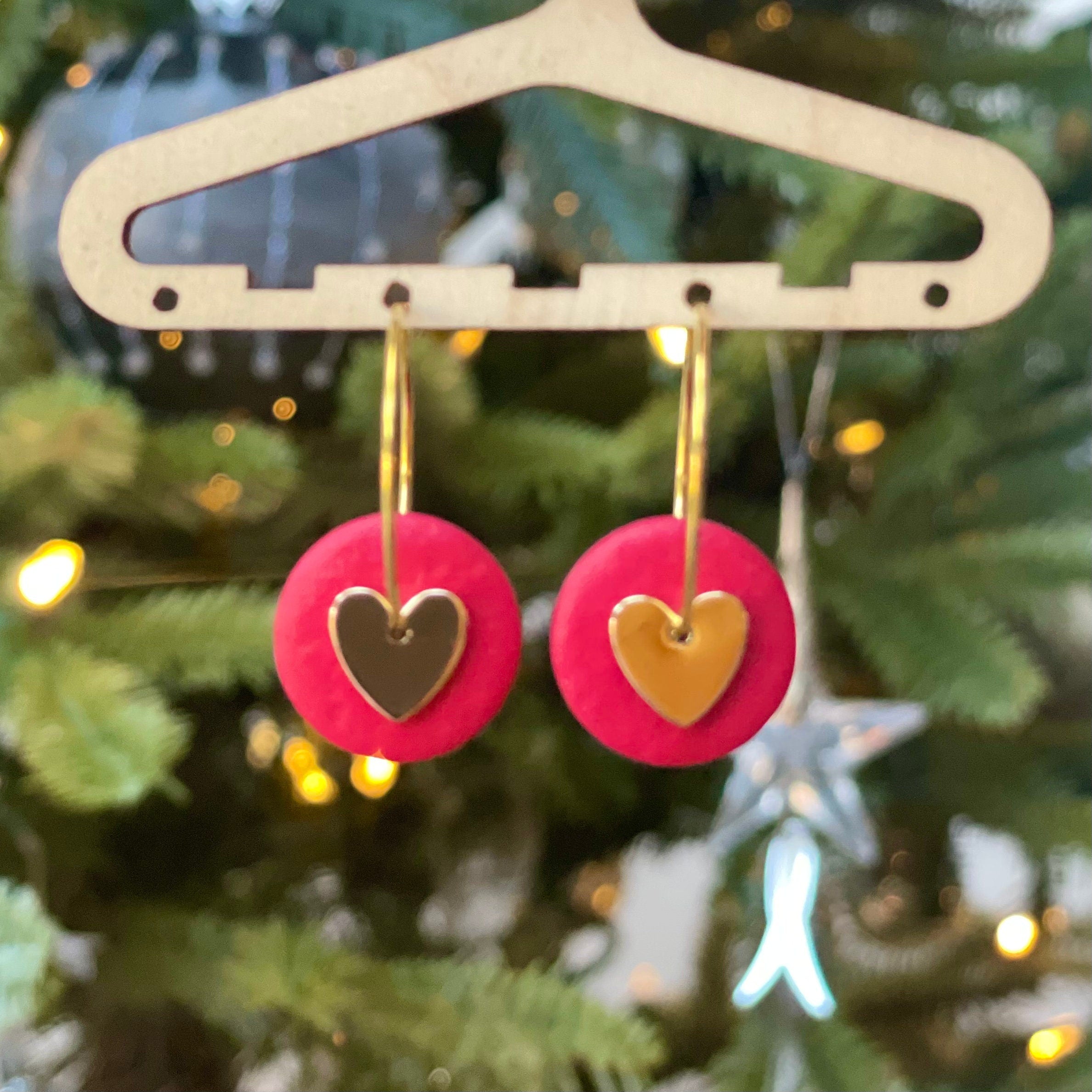 Red & Gold Heart Hoops