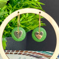 Olive Green & Gold Heart Hoops