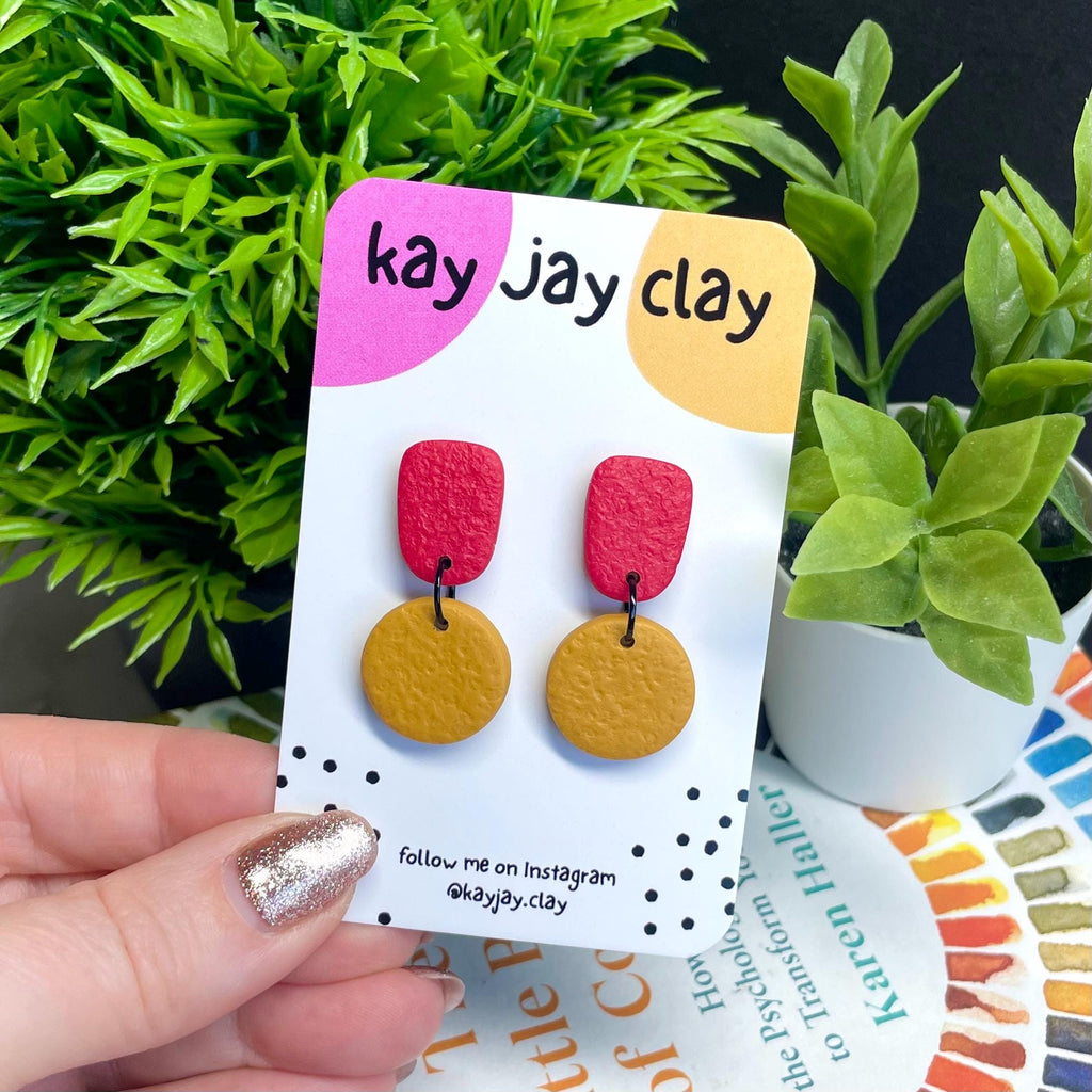 Red & Mustard Yellow Colour Block Dangles