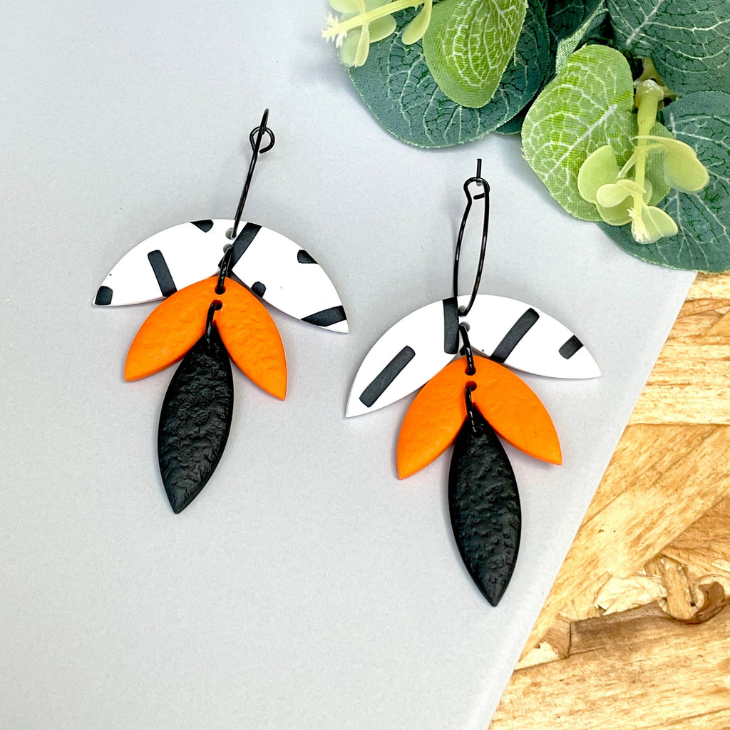 Neon Orange & Monochrome Sprinkles Hoops