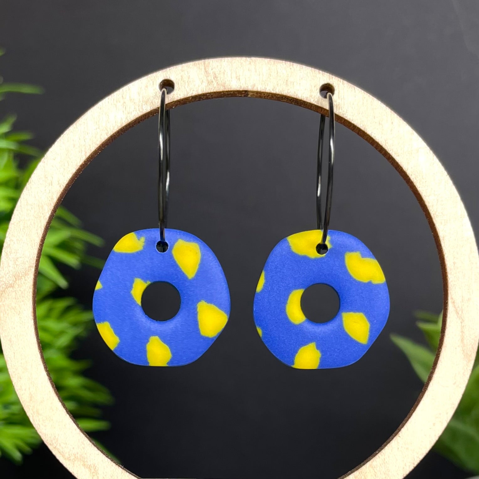 Blue & Yellow Terrazzo Hoops