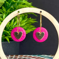 Hot Pink & Gold Heart Hoops