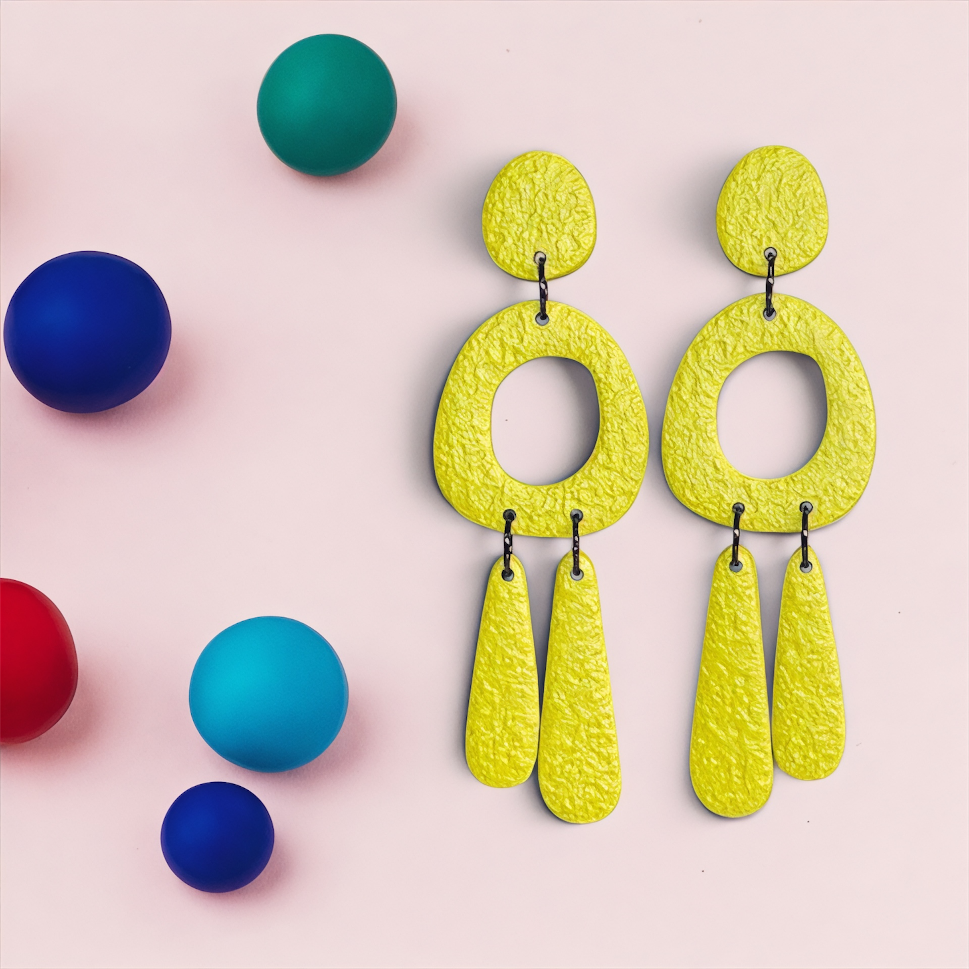 Statement Colour Block Chandelier Dangles