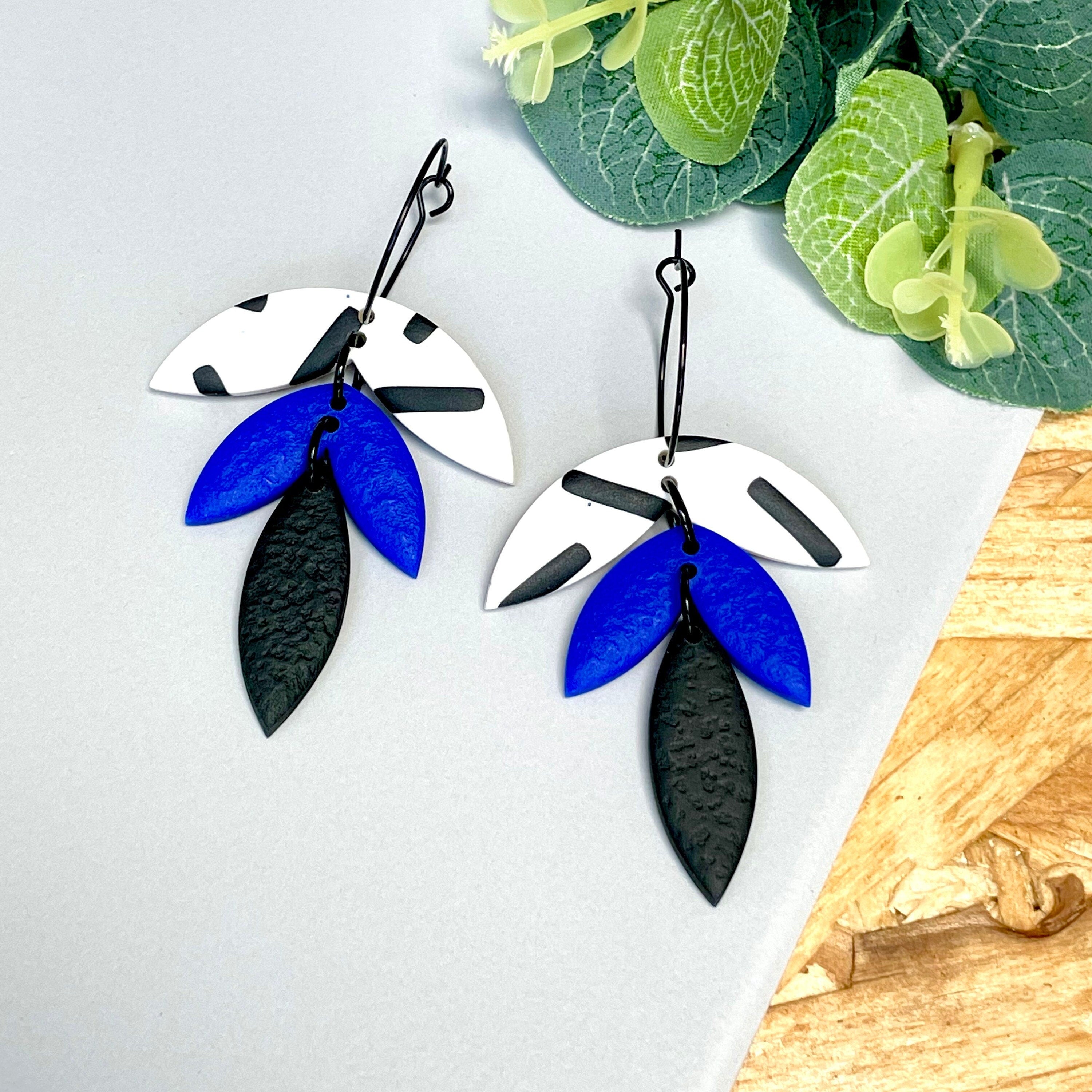 Electric Blue & Monochrome Sprinkles Hoops