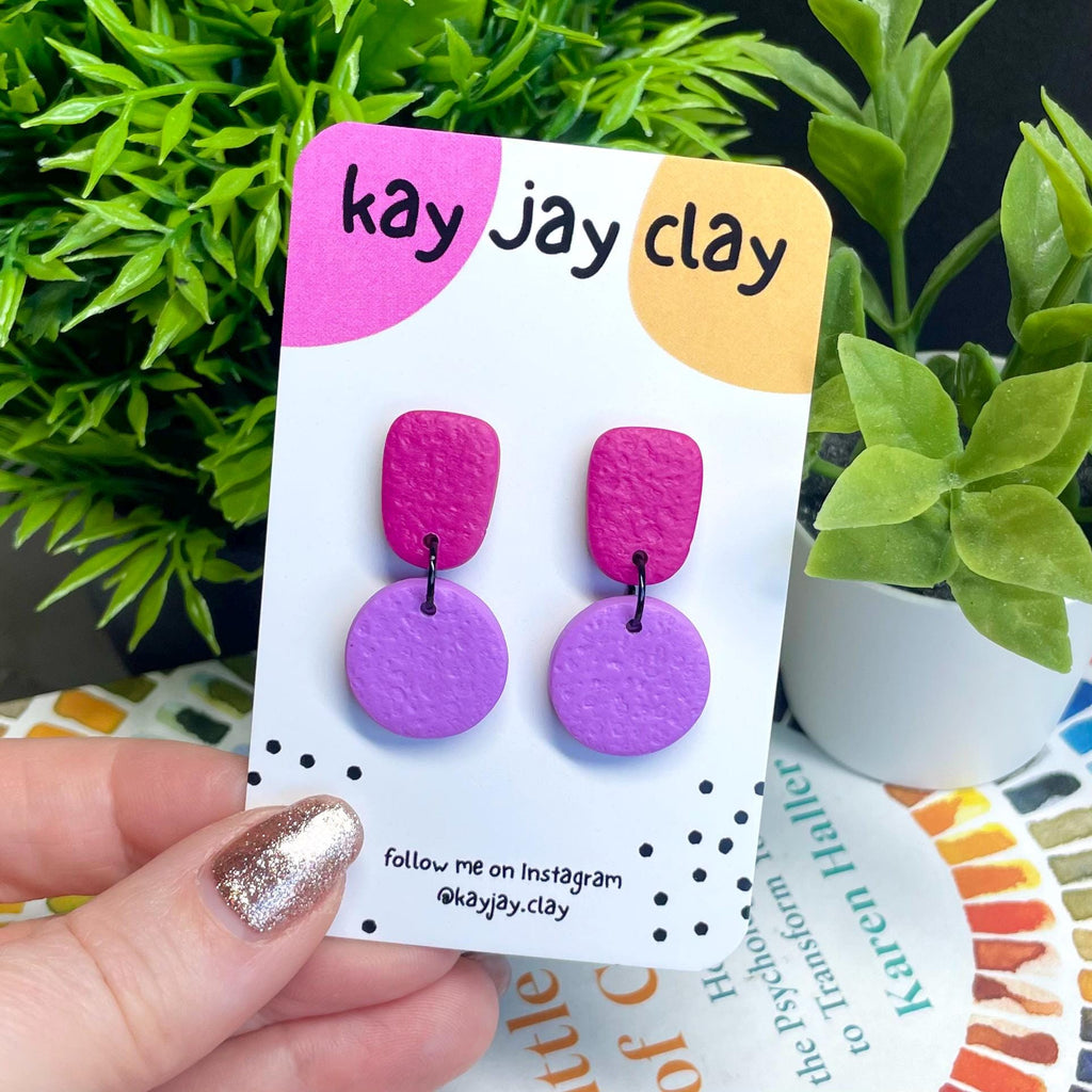 Hot Pink & Lilac Colour Block Dangles