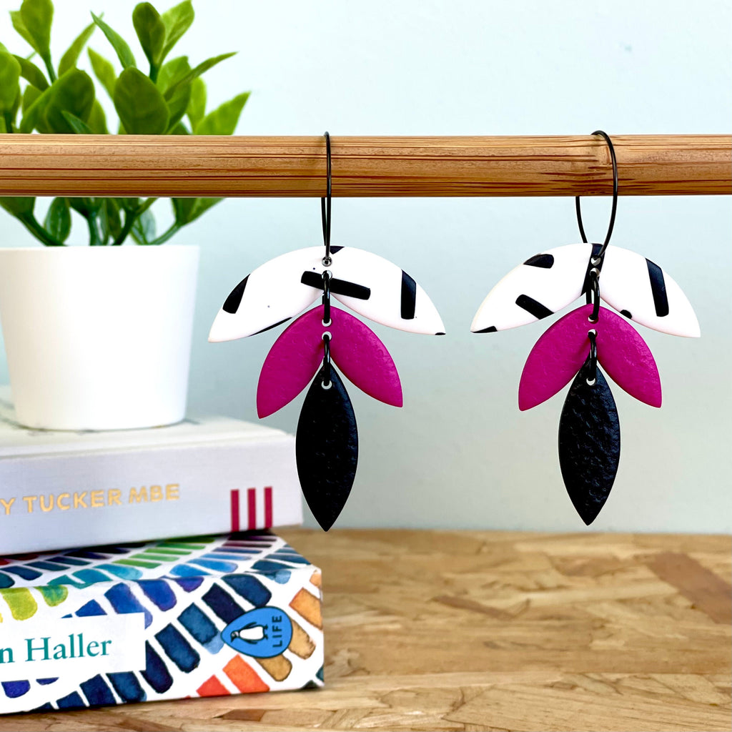 Hot Pink & Monochrome Sprinkles Hoops