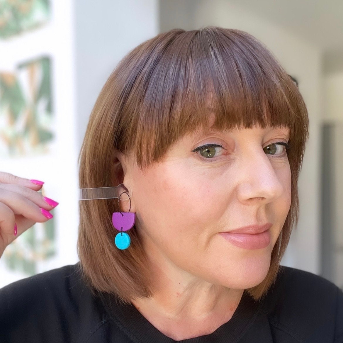 Purple & Turquoise Colour Block Hoops