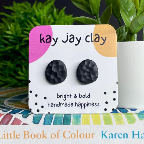 Black Textured Pebble Studs