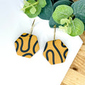 Mustard & Black Squiggle Hexagon Hoops