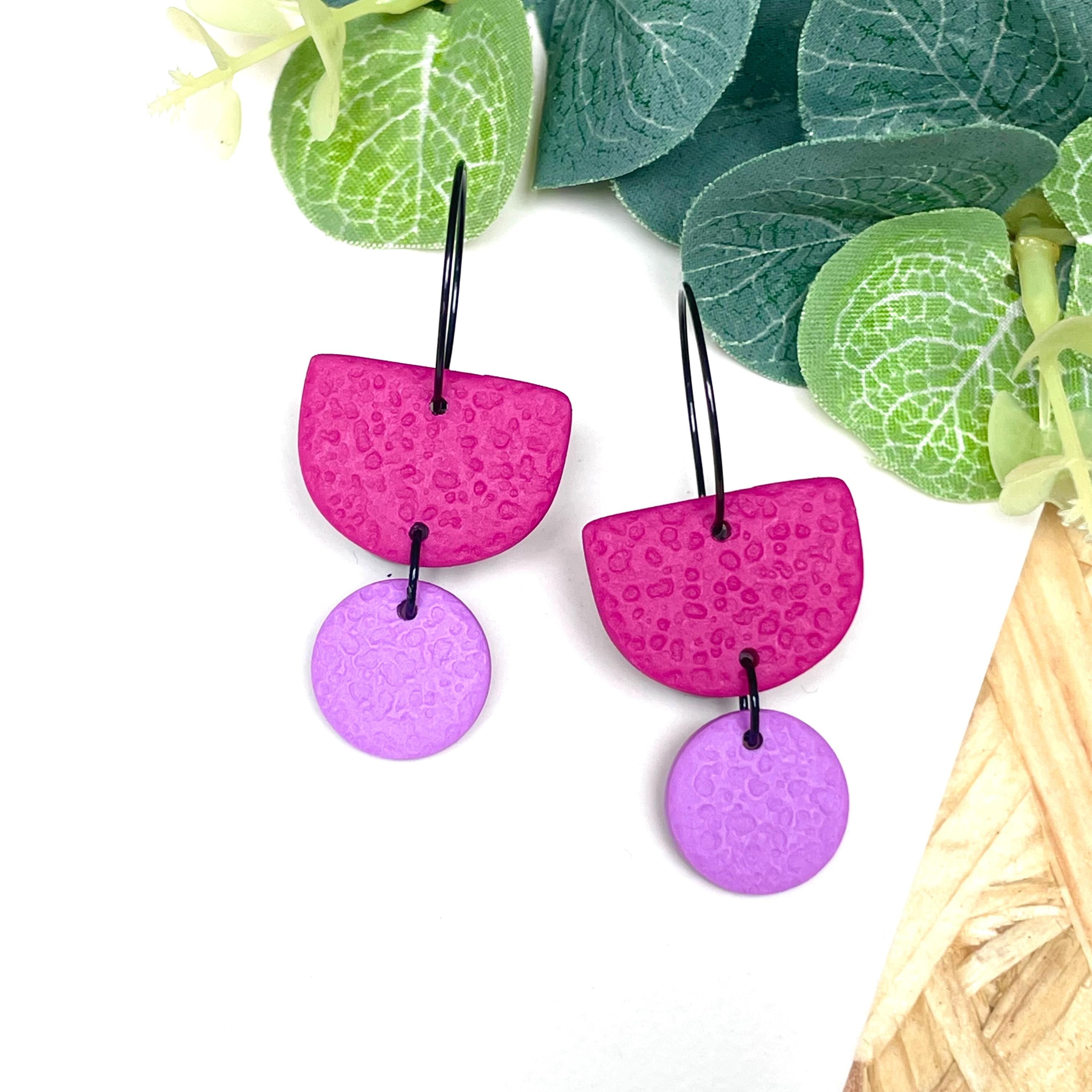 Hot Pink & Lilac Colour Block Hoops