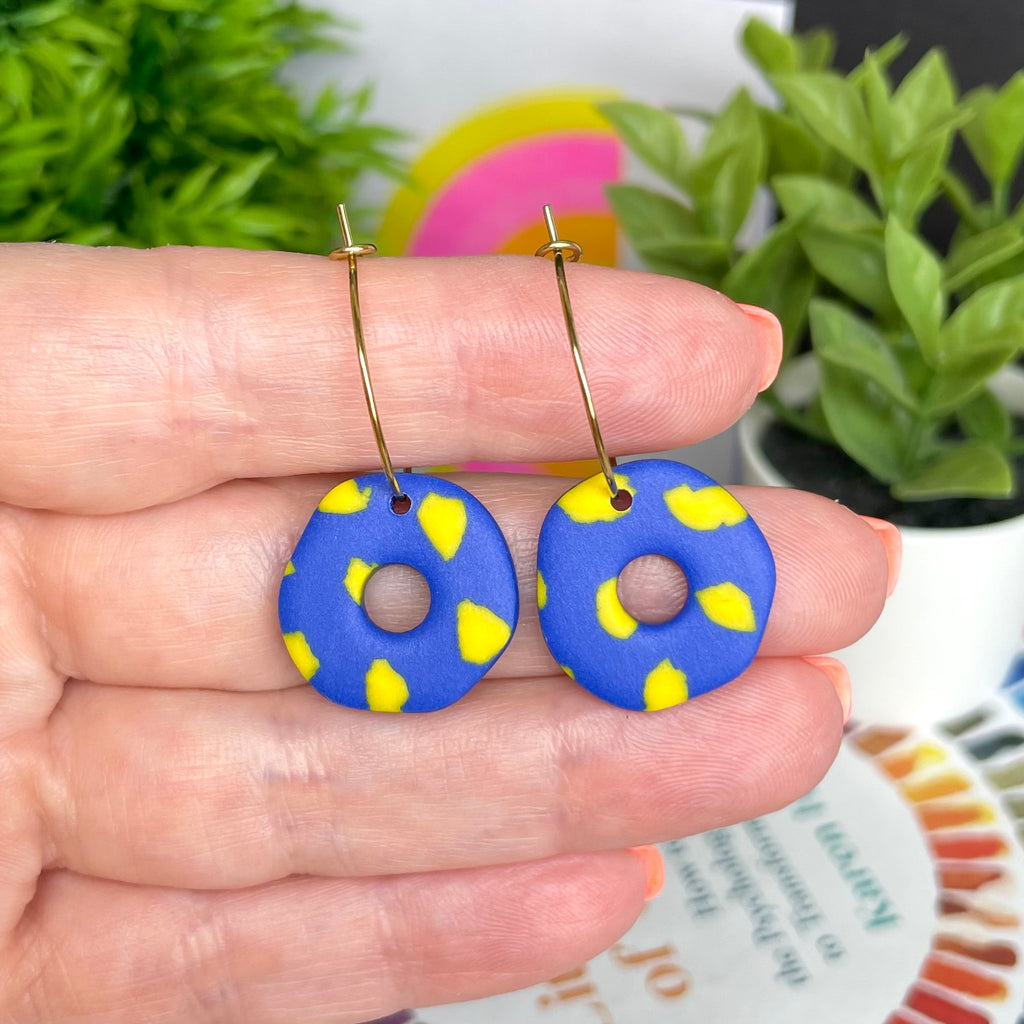 Blue & Yellow Terrazzo Hoops
