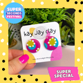 Abstract Pink, Turquoise & Pistachio Stud Earrings — Super Special