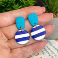 Turquoise with Royal Blue & White Stripe Dangles