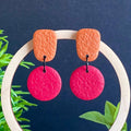 Colour block dangle earrings - burnt orange & red