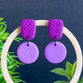 Colour block dangle earrings - purple & lilac