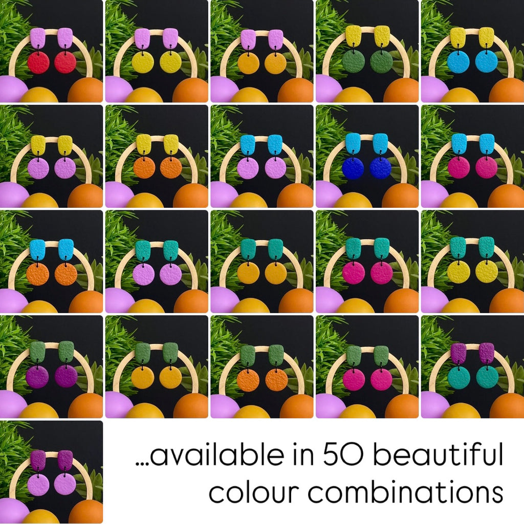 Colour pop dangle earrings available in 50+ colour combinations