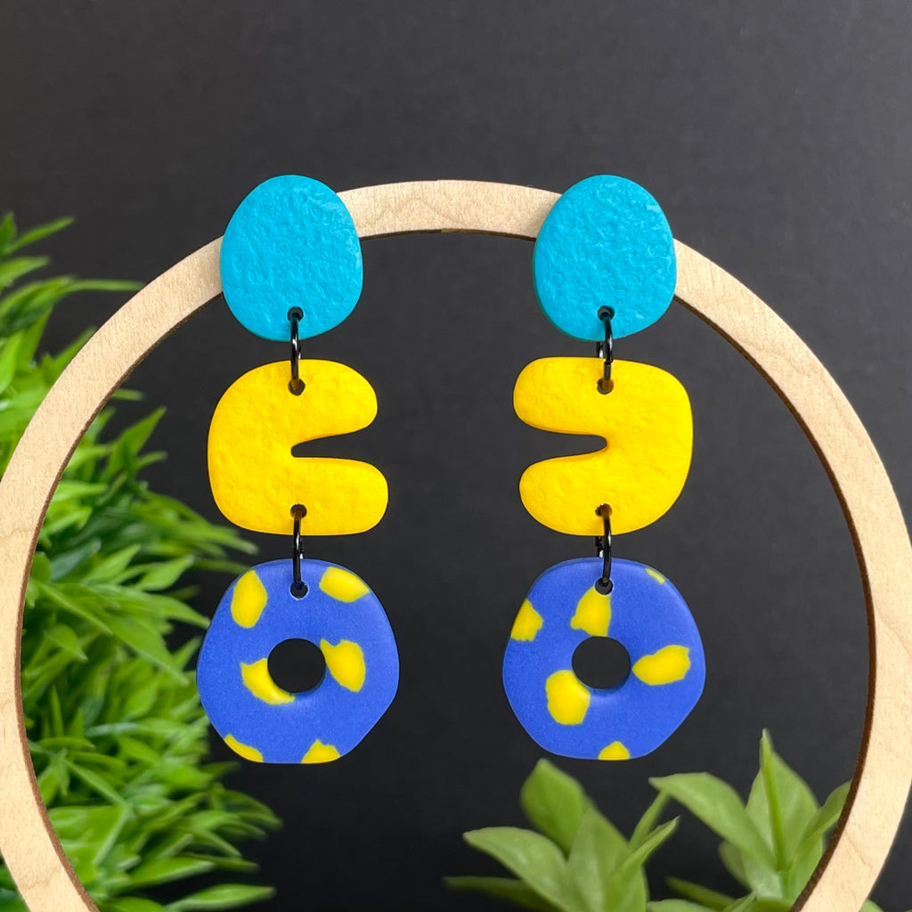 Turquoise, Blue & Yellow Terrazzo Dangles