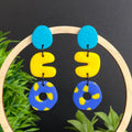 Turquoise, Blue & Yellow Terrazzo Dangles