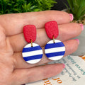 Red with Royal Blue & White Stripe Dangles