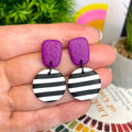 Purple with Black & White Stripe Dangles