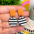 Burnt Orange with Black & White Stripe Dangles