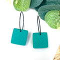 Green square hoop earrings