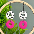 Hot pink Dalmatian print hoop earrings