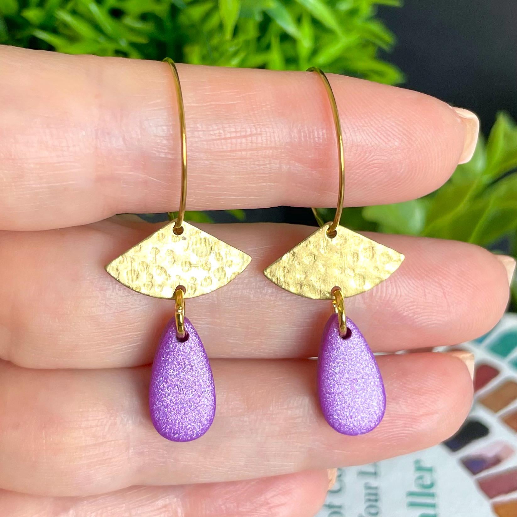 Lilac & Gold Art Deco Dangle