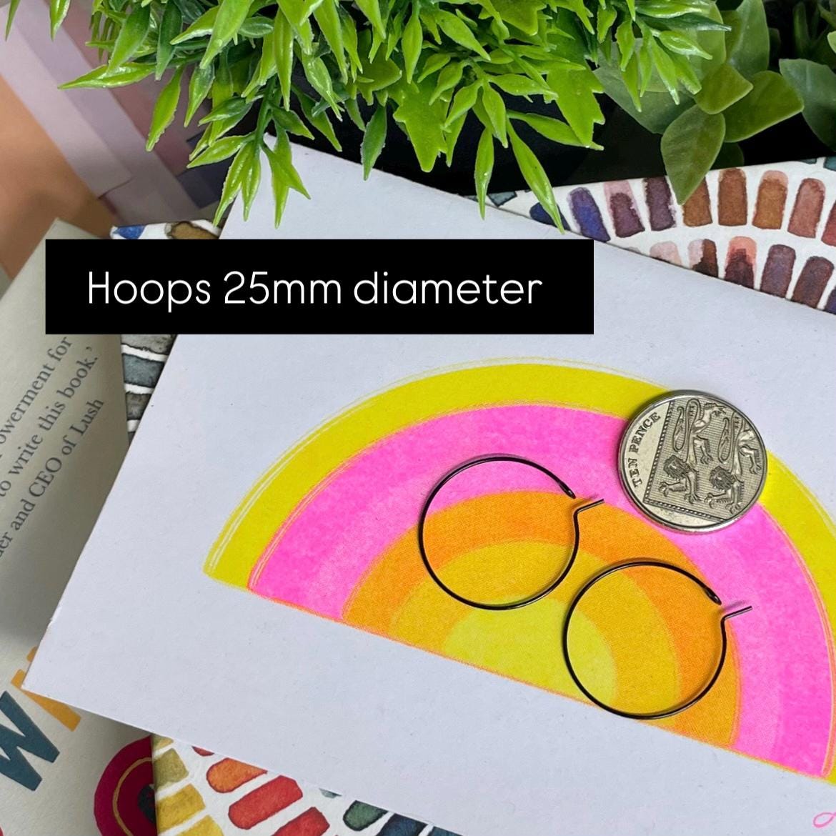 Example of the 25mm diameter hoops with a coin for size reference