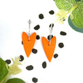 Orange hearts on silver colour hoops