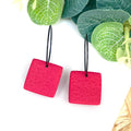 Red square hoop earrings