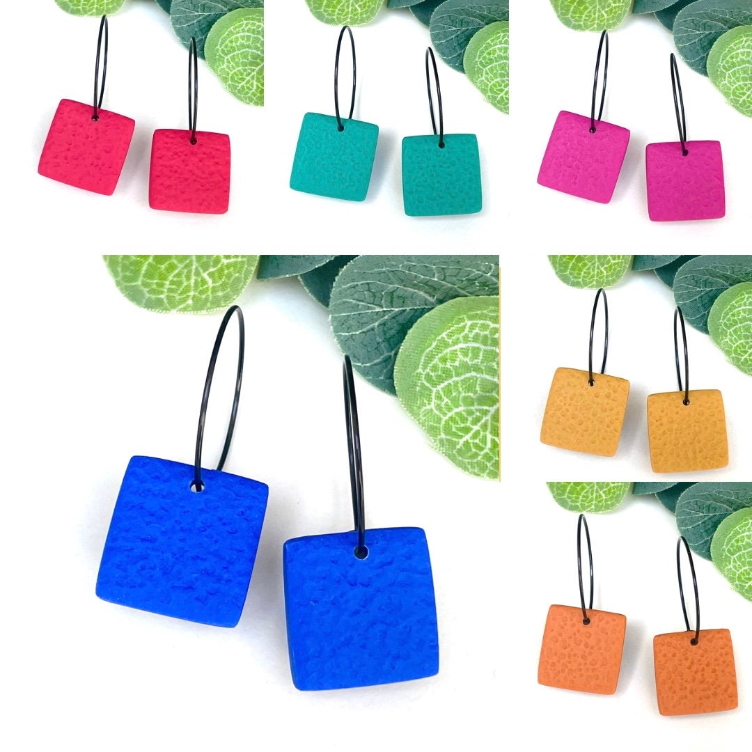 Square hoop earrings 6 colour options
