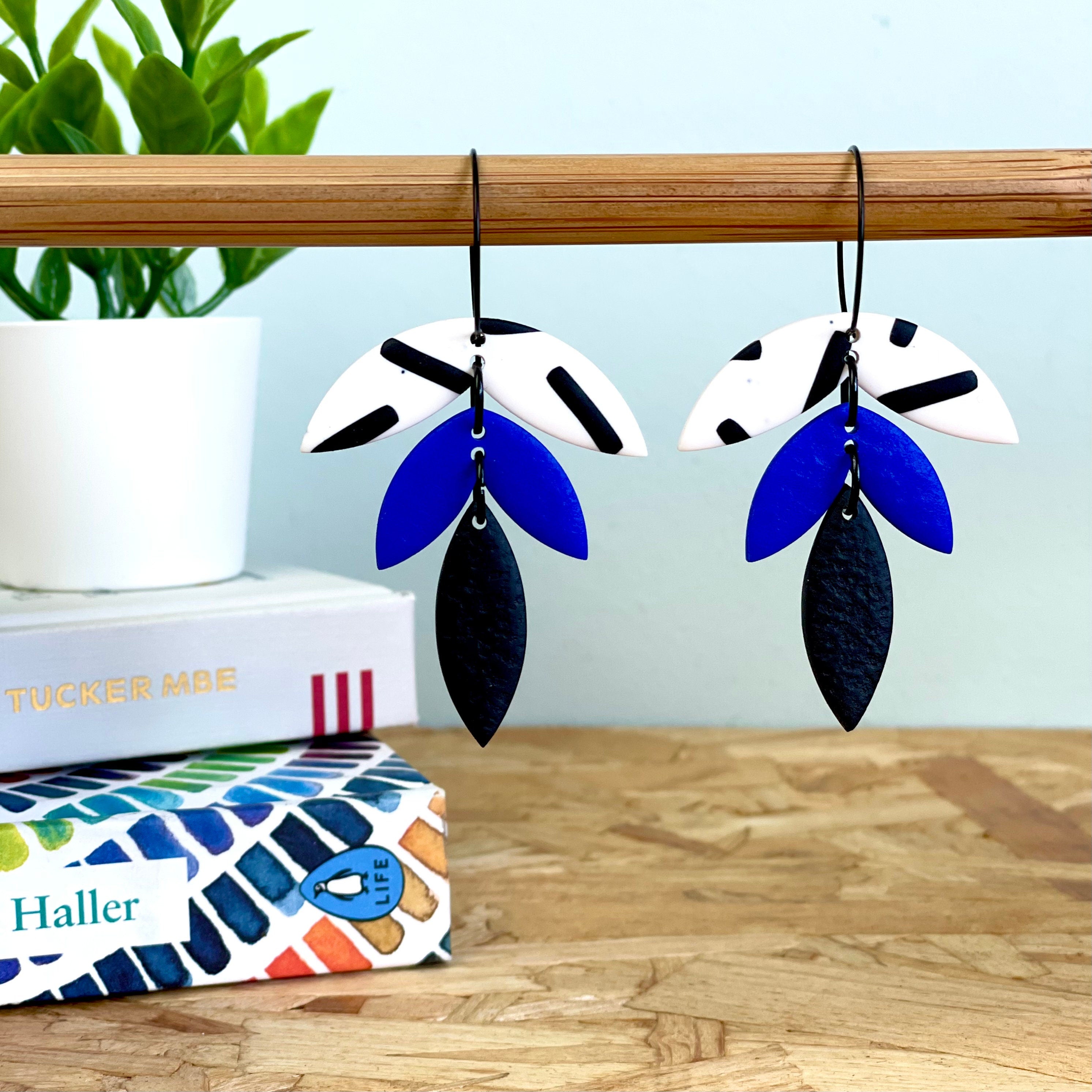 Electric Blue & Monochrome Sprinkles Hoops