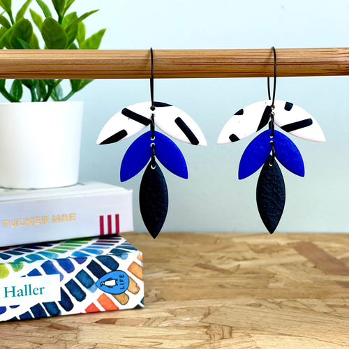 Electric Blue & Monochrome Sprinkles Hoops