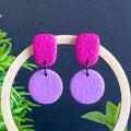 Hot Pink & Lilac Colour Block Dangles