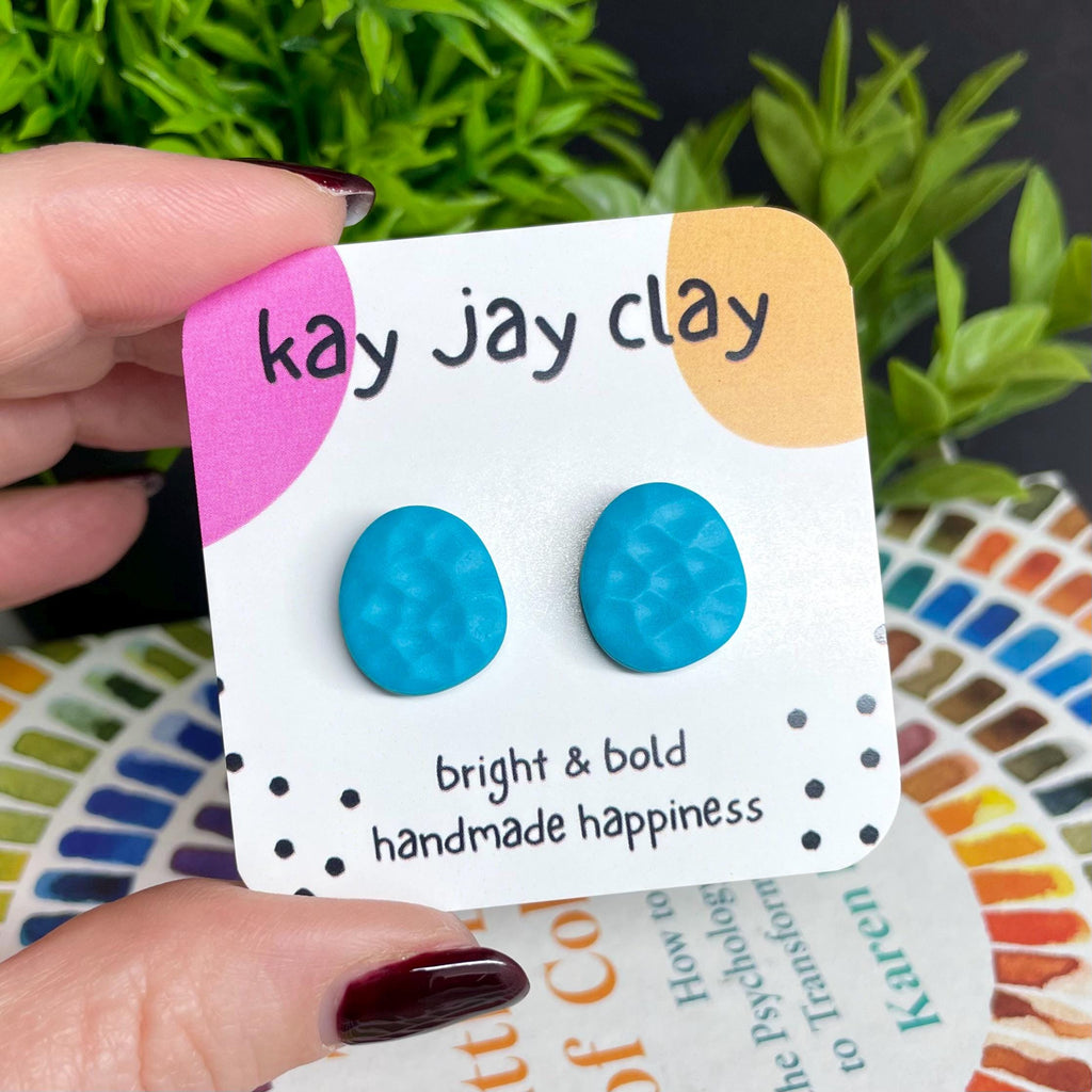 Turquoise Textured Pebble Studs